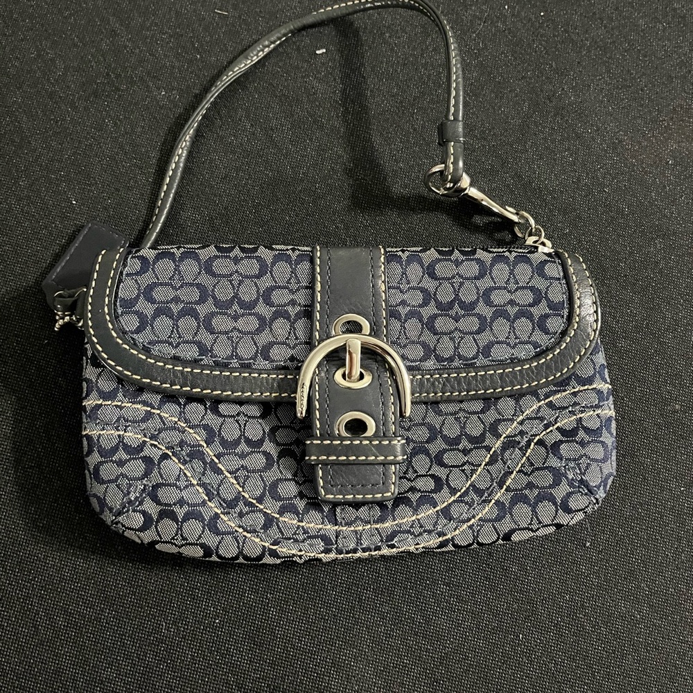 Coach Dark Blue Patterned Clutch